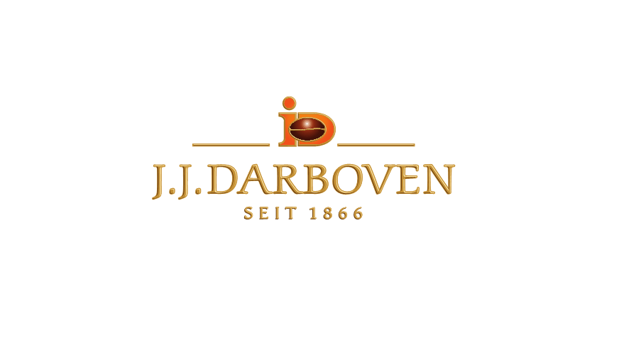Das Logo von J.J. Darboven mit dem Motiv einer Kaffeebohne und dem Gründungsdatum 1866 symbolisiert das Erbe des Qualitätskaffees.