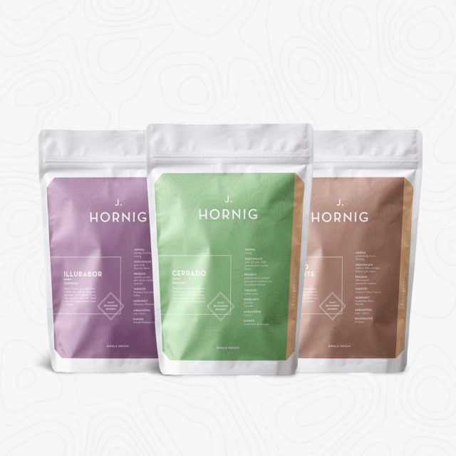 Drei Sorten des J. Hornig Single Origin Direct Trade Kaffees